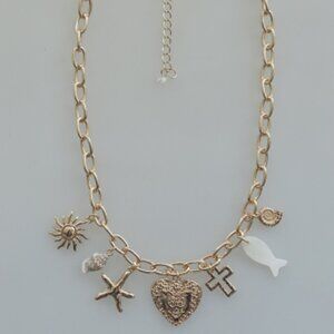 FREE PEOPLE Ocean Treasure Gold Charm Necklace